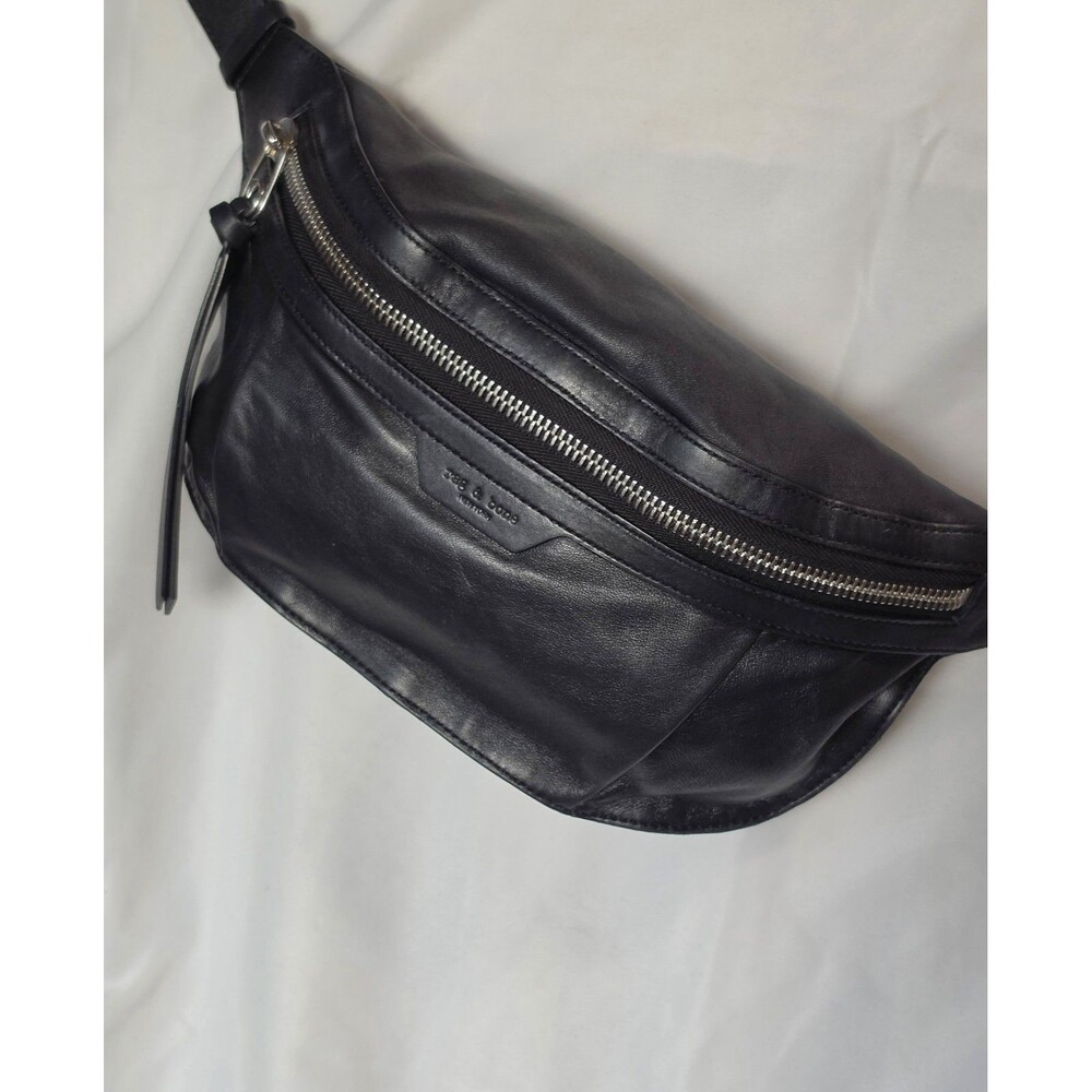 Authentic Rag & Bone Commuter Black Leather Belt Bag Sling Crossbody EUC